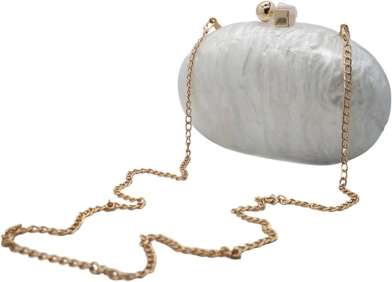 GSYPS Acrylic Evening Clutch Bag for Women Shell Shape Shoulder Crossbody Bag Glitter Marble Purse Handbag - Image 3